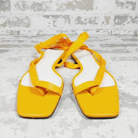 New WHO WHAT WEAR Brooke Radiant Yellow Ankle Tie Sandal  A800 - Picture 2 of 8